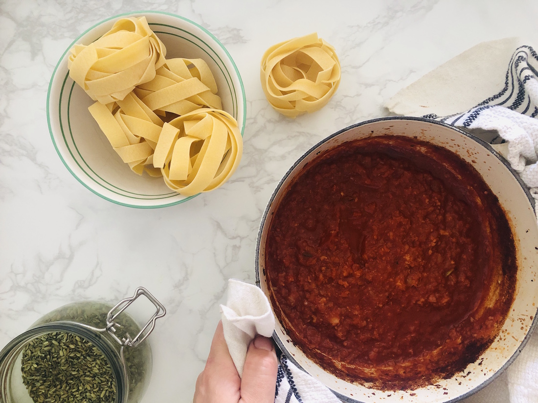 Roasted fennel + bacon ragu