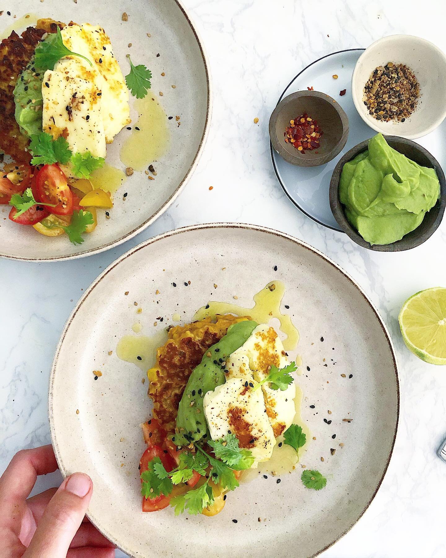 //SWEETCORN FRITTERS// these sweetcorn fritters are so versatile and easy to make I sometimes wonder why I don&rsquo;t make them on a weekly basis. We had them for my birthday breakfast/brunch over the weekend - topped with my favourite combo of guac