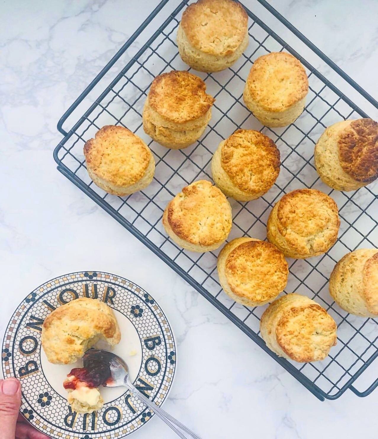 //CREAM OR JAM FIRST?// These fluffy scones make a weekly appearance over the summer months in our house. Of course you can enjoy them anytime but I&rsquo;m particularly drawn to them in the summer, especially this year when I find myself day dreamin