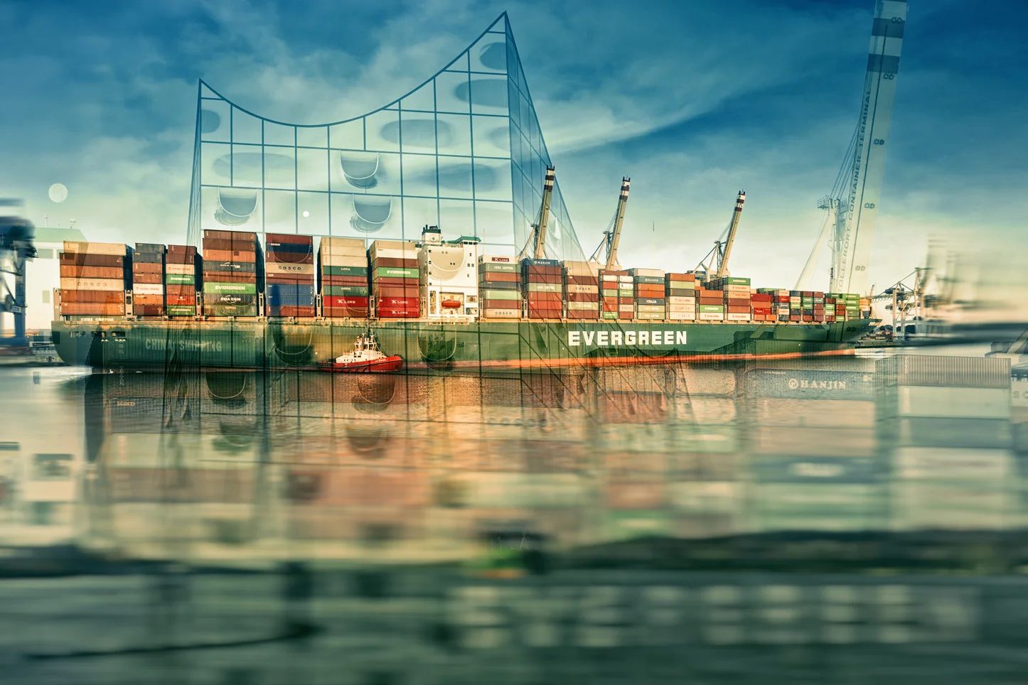 Evergreen in the Port of Hamburg