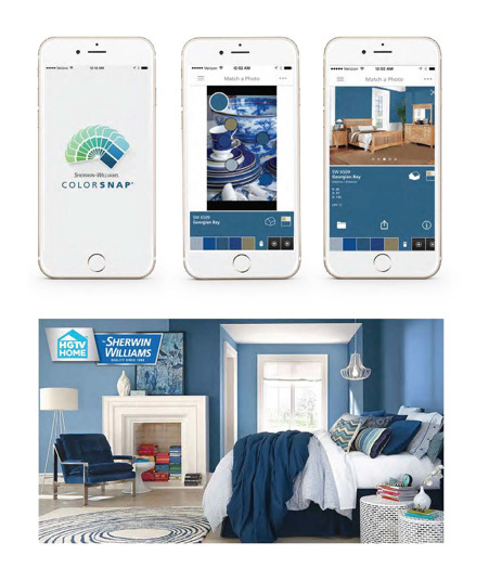 Collaboration with HGTV show “Get Color!” “Get Color!” designer Jane Lockhart uses homeowners’ favorite items, things they love. Sherwin-Williams generates their obsessions with their unique app, ColorSnap, into unique color palettes to match homewoners’ collections with our obsession.