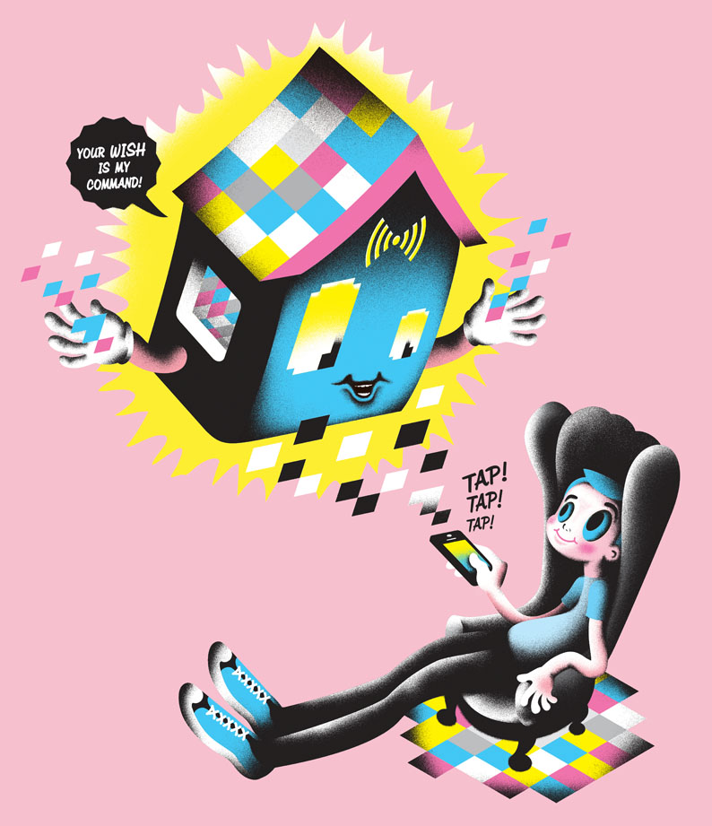 ^ An illustration for the inside of the magazine with the concept of the future home as a genie.