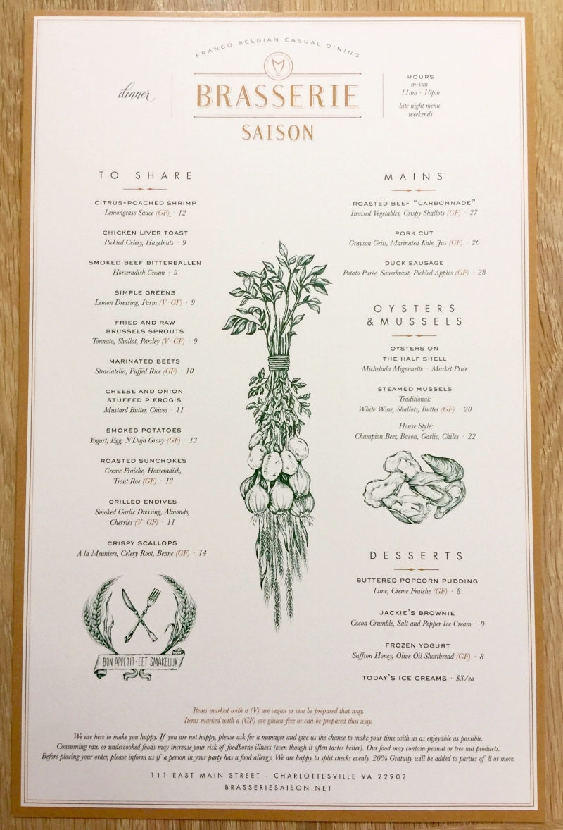 Menu brought to you by the brilliant design minds at Watermark Design.