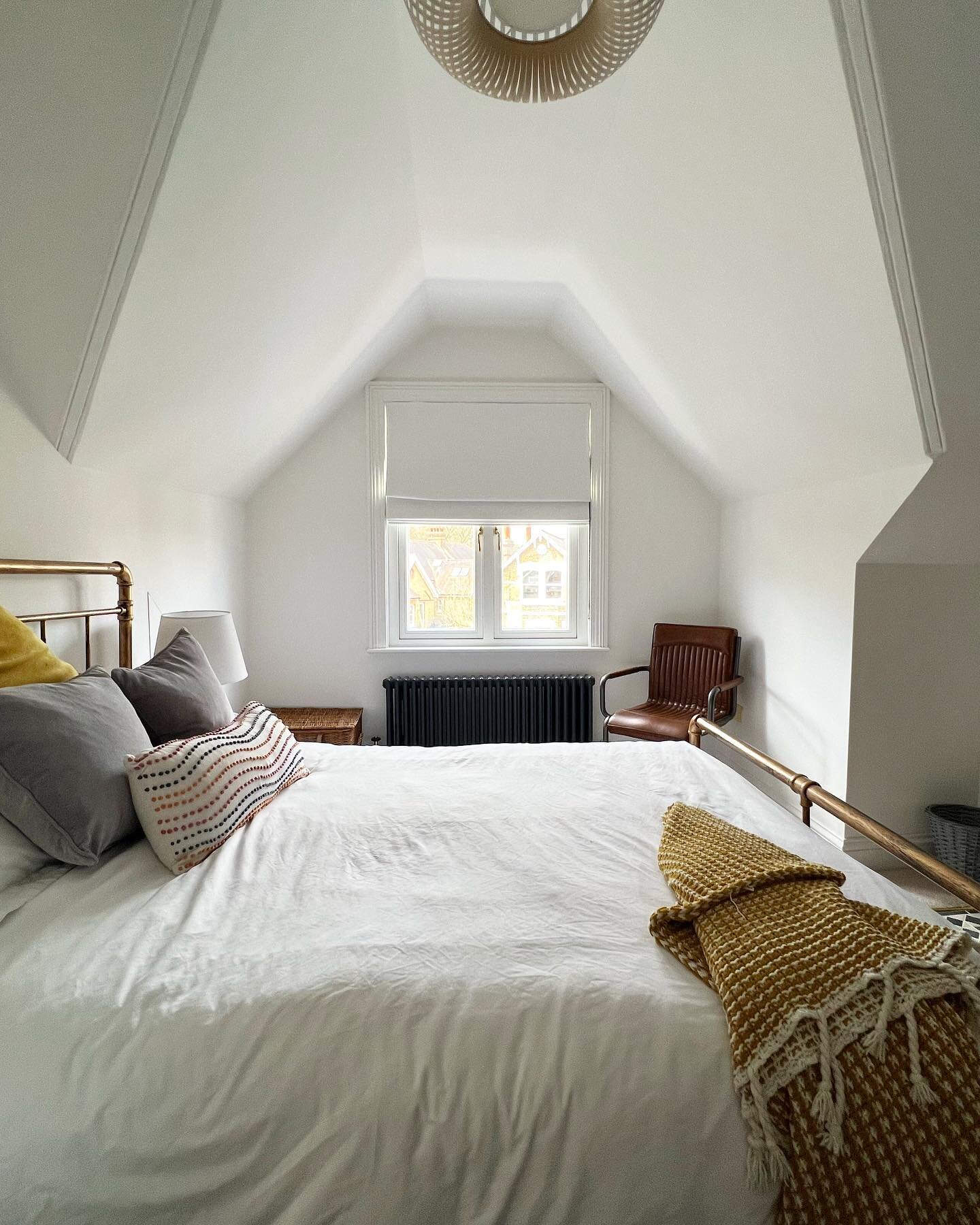 Little #beforeandafter of the #sparebedroom at the top front of the house. By making this room smaller I think we made it more unique as now it&rsquo;s properly reflects the shape of the house at the top. What do guys think of the white? Would you ch