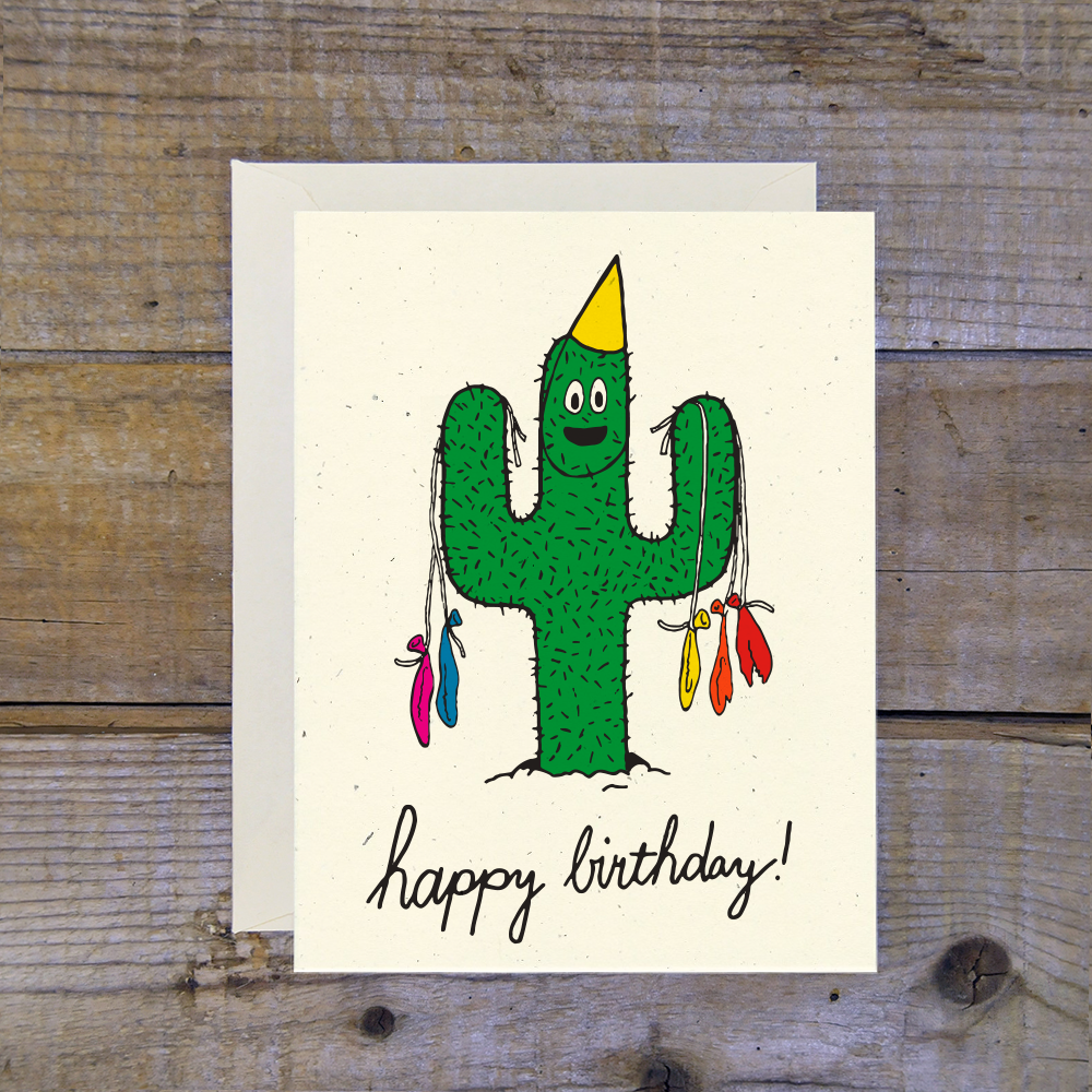 C 0405 Birthday Cactus Card Troy Cloth Paper