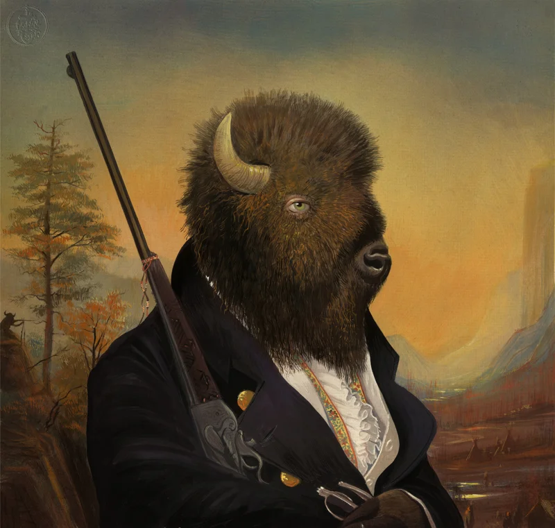The "Buffalo Hunter" I loved the texture of Buffalo hair... I could paint that one again and again... ©Bill Mayer 2015