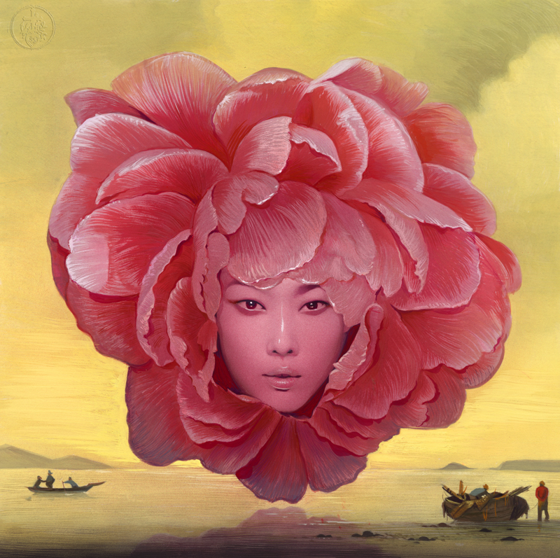 I was trying to paint something that was not creepy... somehow just made it creepier.... The Flower Lady.. Gouache on paper. © Bill Mayer 2015