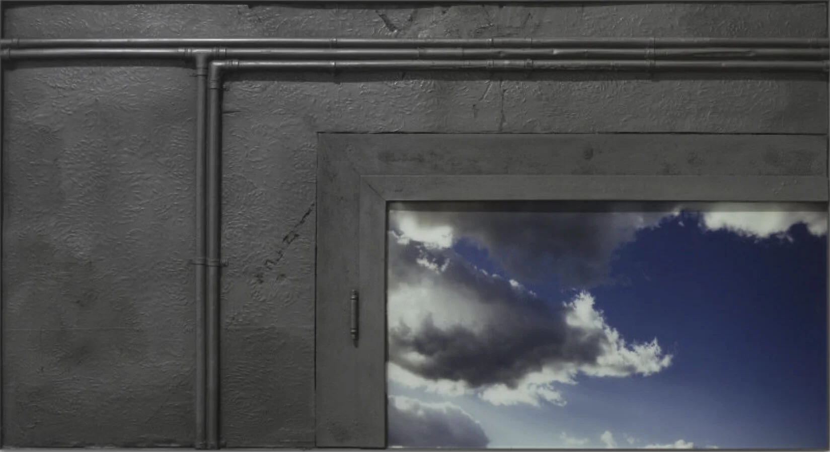  Rico Weber, BEWÖLKUNG VON OSTEN, 1998, acrylic resin, silicon, metal, 71 x 131 cm, signed and dated. Courtesy Maria Bernheim, Zurich 