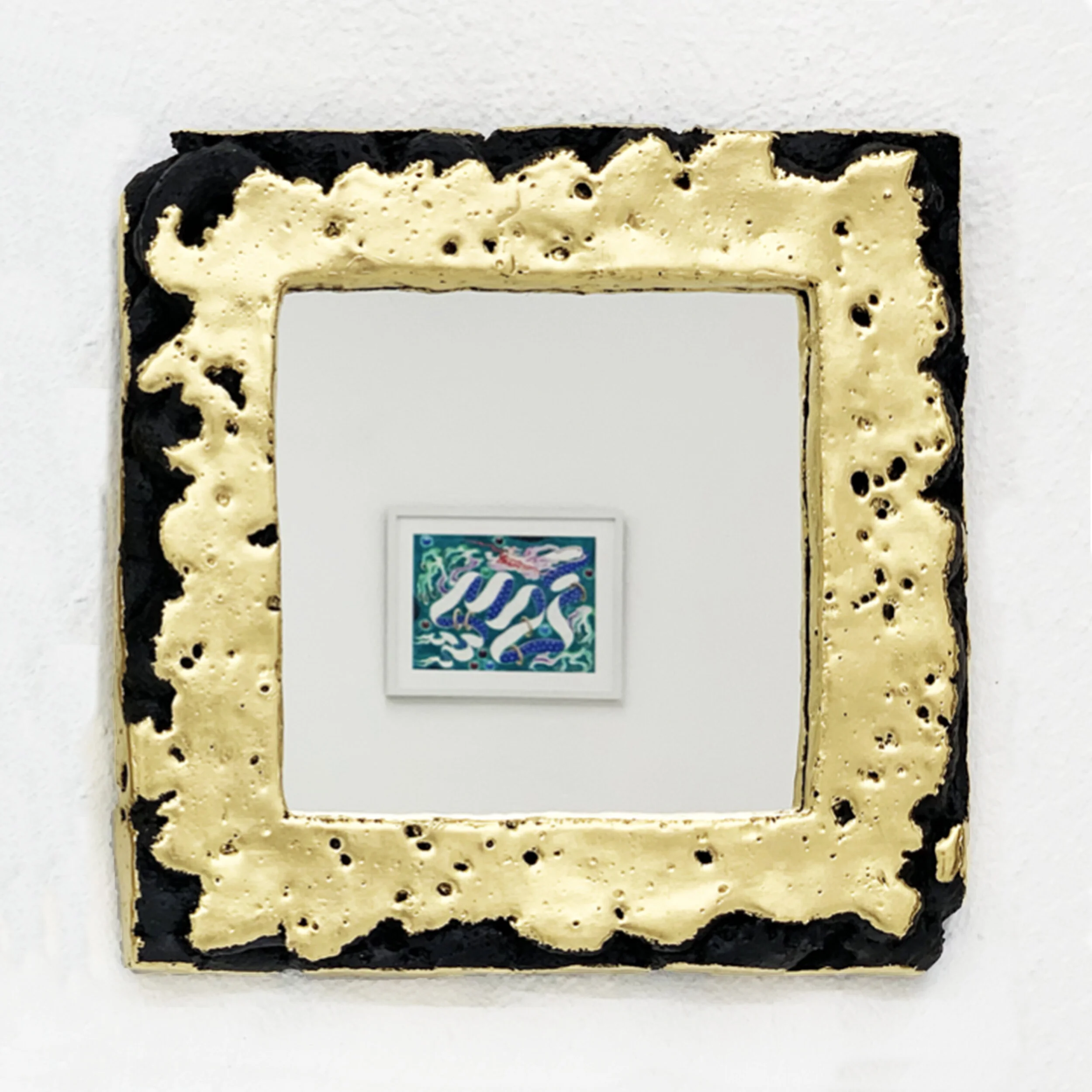  After FRANZ II, 2019, mirror, wood, styrofoam, spray paint, 24k gold leaf, 22 x 17 cm. Photo Ligia Dias   Contact for price   