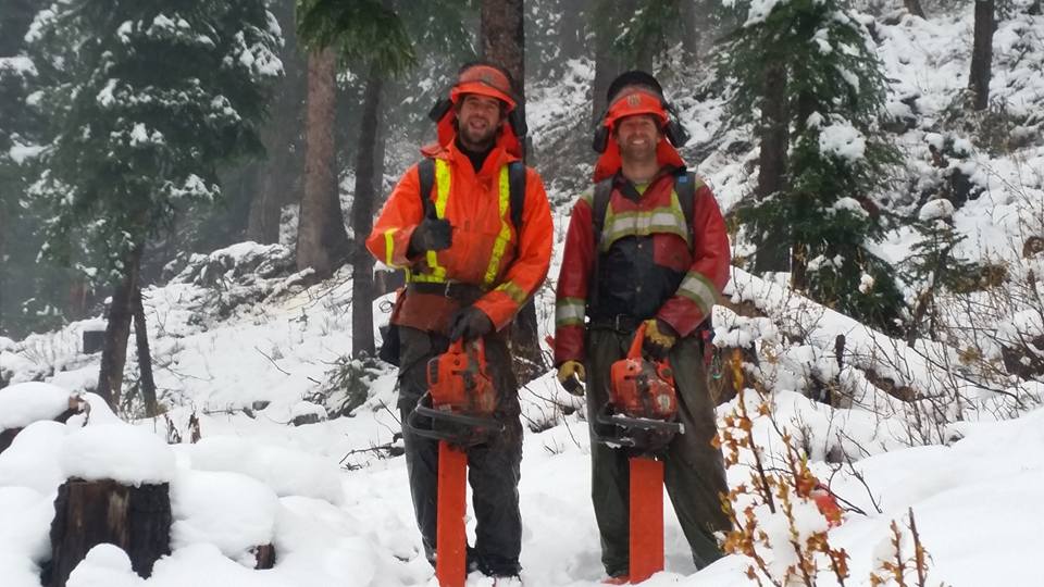 A few members of the glading crew on site last week. Note the snow!