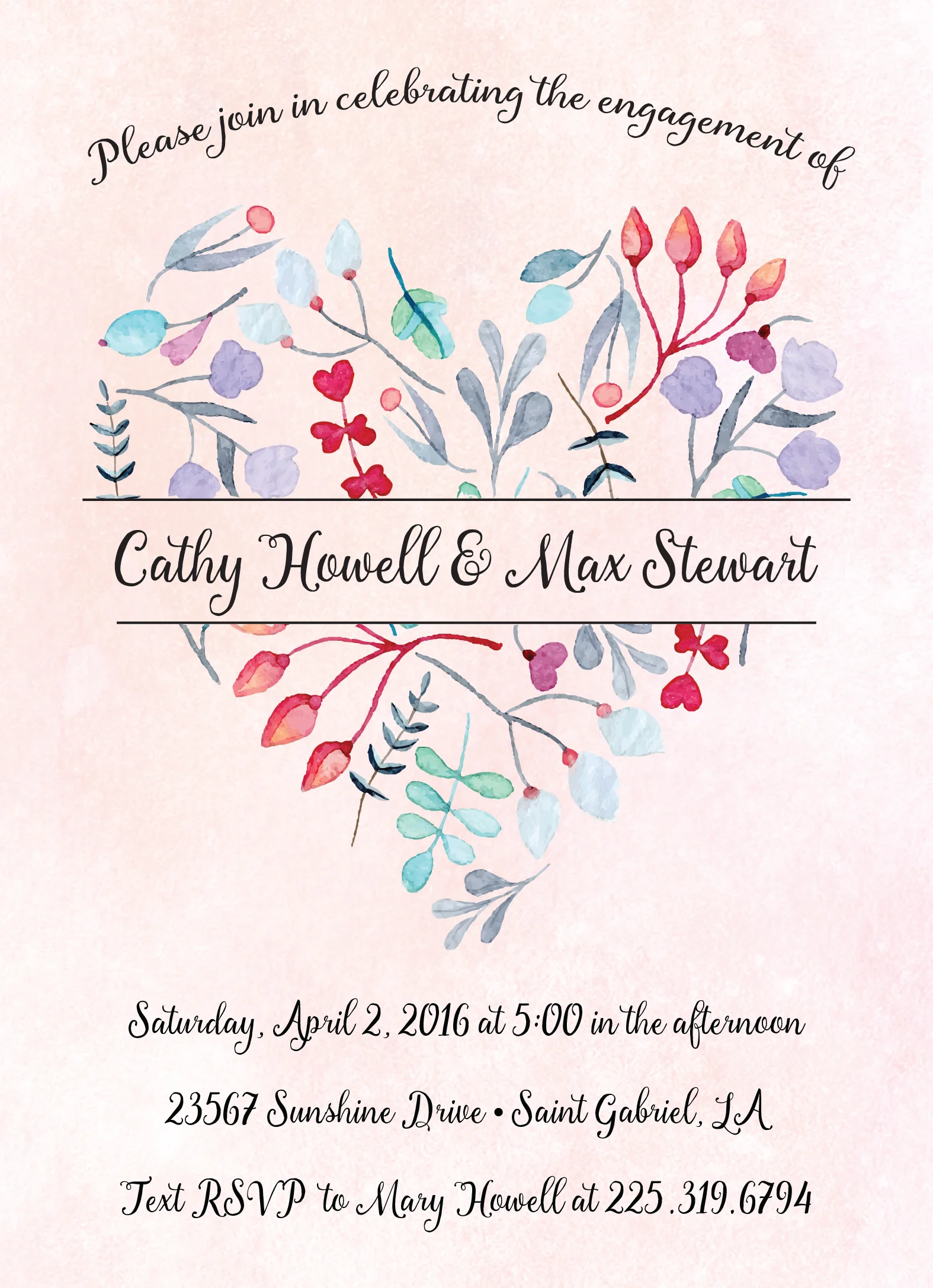 "HeartSpring" Custom Engagement Party Invitation