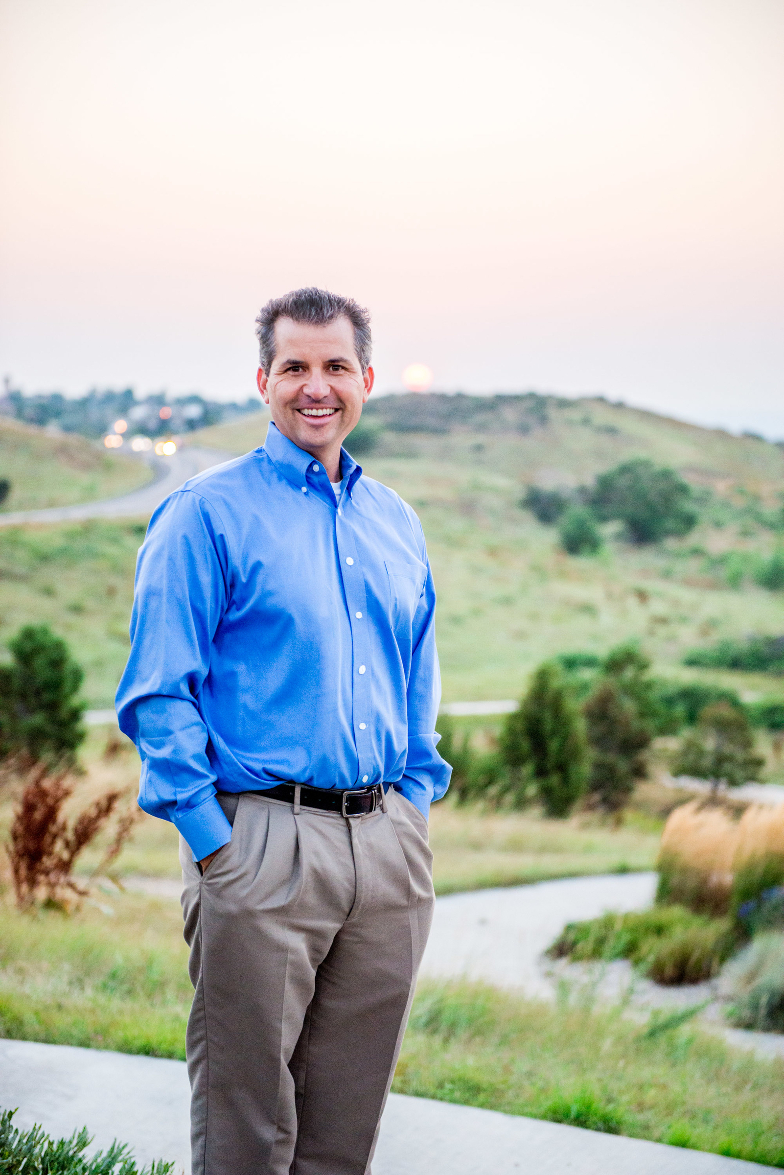 Andrew Nagel standing on hill overlooking Solterra