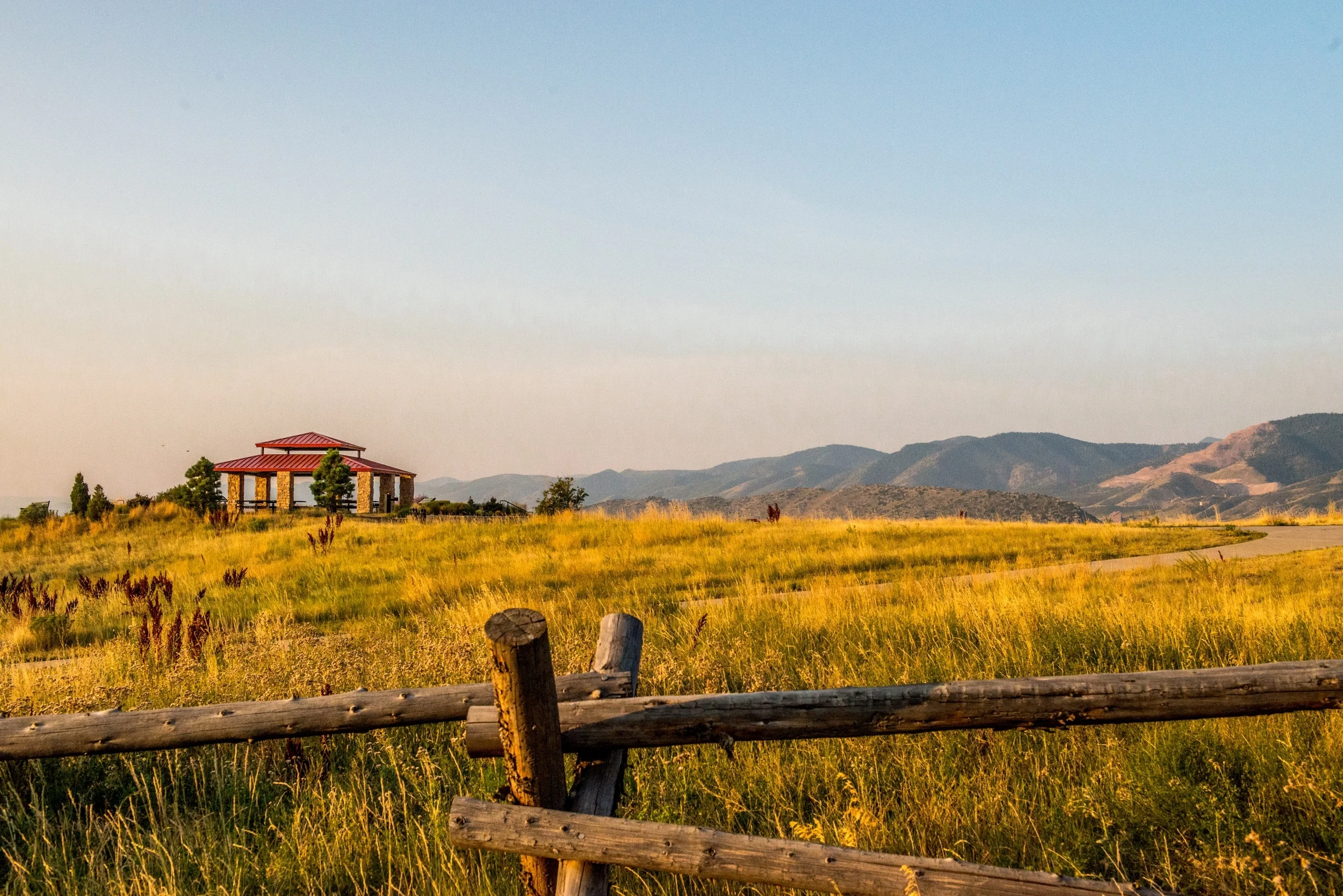 Open space against the foothills at sunset