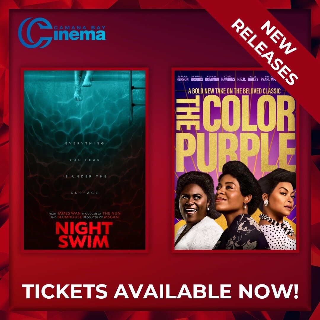 NEW RELEASES: Night Swim and The Color Purple are showing at Camana Bay Cinema from this Friday, 19 January! 🎥🔥 Tickets are available for sale now online or at the cinema box office. 😎

🎟️ Find showtimes &amp; purchase tickets at bit.ly/CBCFandan