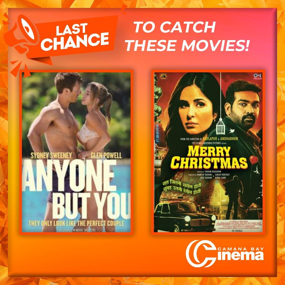 This week is your LAST CHANCE to see Anyone But You and Merry Christmas on the big screen! 🎬 After Thursday, 18 January, they will come off the Camana Bay Cinema schedule. Don't miss out! 👀✨

Find showtimes &amp; get tickets online at bit.ly/CBCFan