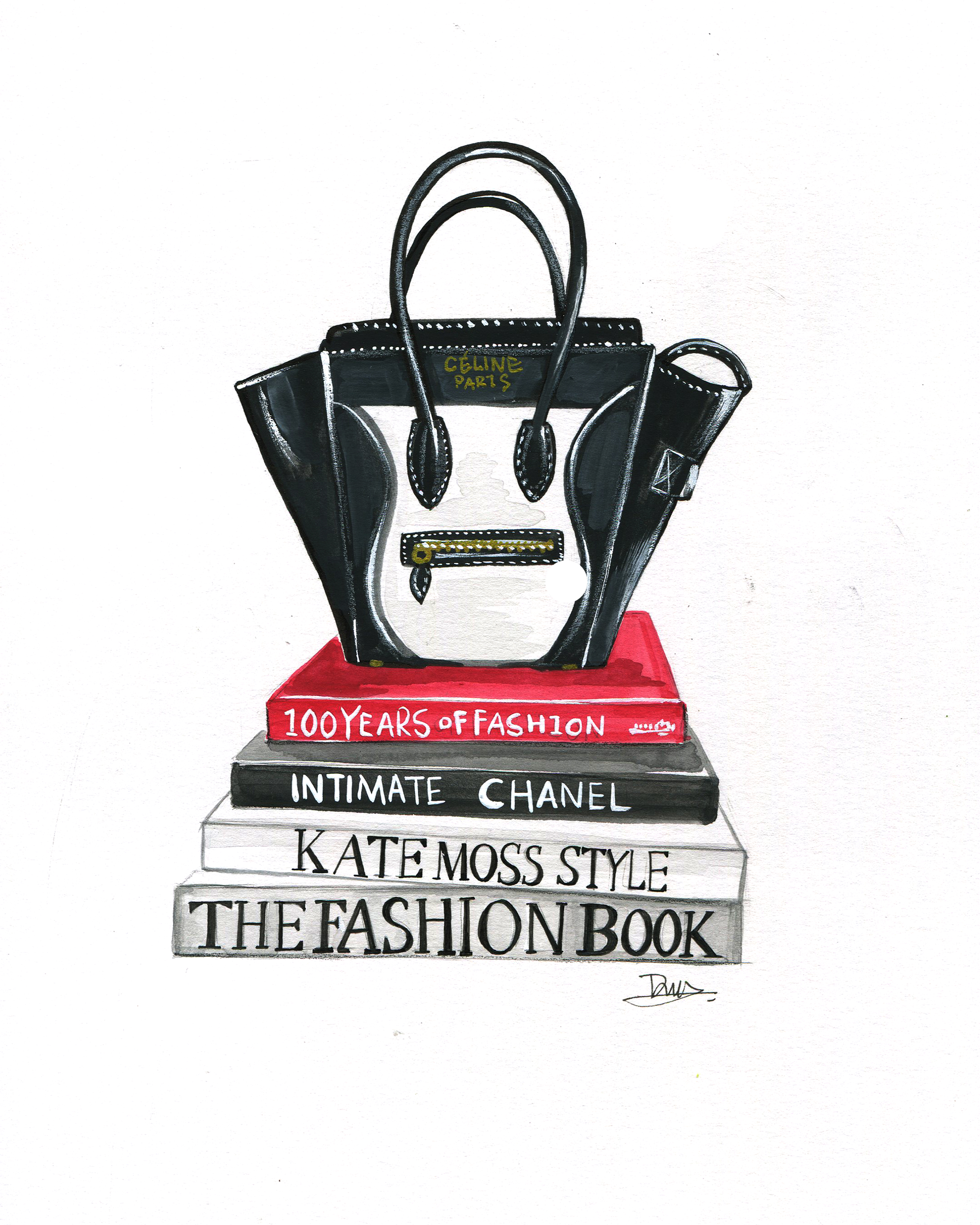Celine bag illustration by fashion artist Rongrong DeVoe