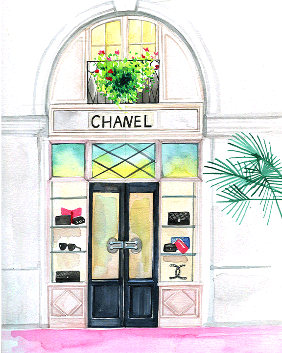Chanel Store illustration by fashion illustrator Rongrong DeVoe