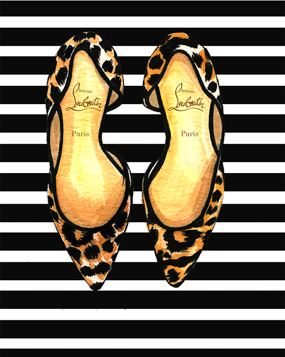 Christian Louboutin illustration by fashion illustrator Rongrong DeVoe