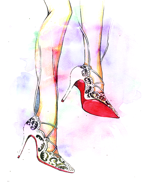 Christian Louboutin illustration by Houston fashion illustrator Rongrong DeVoe -1