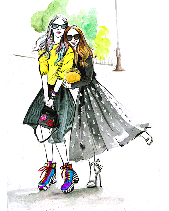 Fashion illustration from Paris fashion week by Rongrong DeVoe