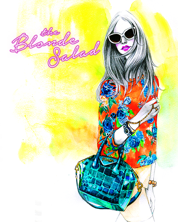 fashion illustration of The Blonde Salad by Rongrong DeVoe