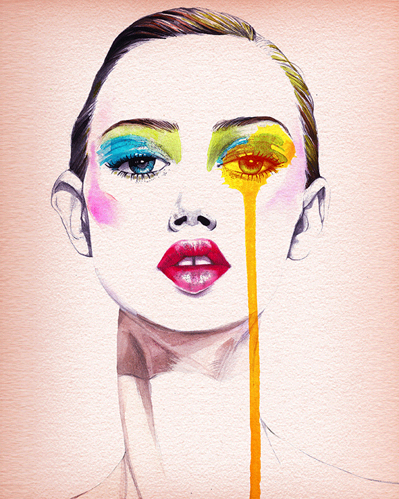 make up beauty illustration by fashion illustrator Rongrong DeVoe