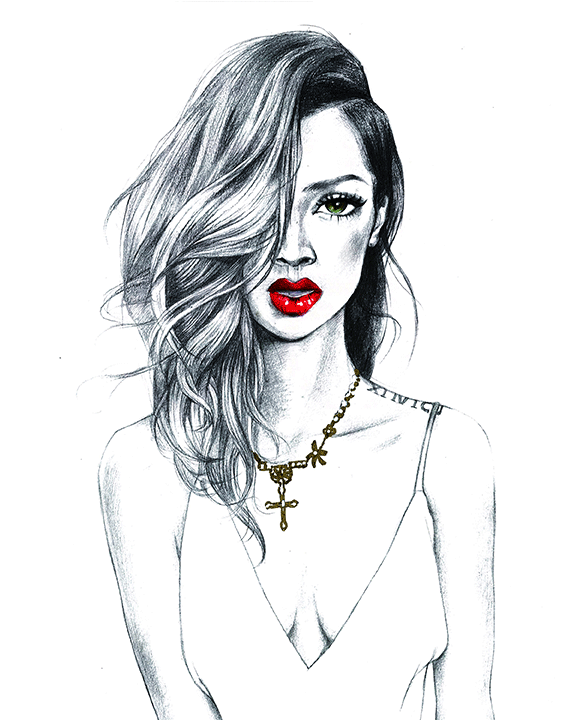 Rihanna fashion portrait by Rongrong DeVoe