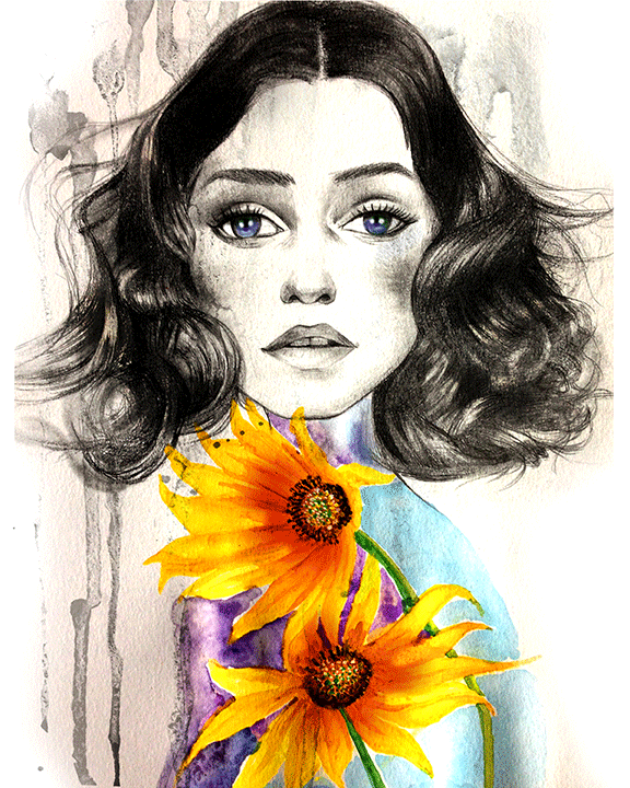 Watercolor fashion illustration by Houston fashion illustrator Rongrong DeVoe