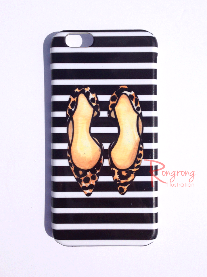 Leopard shoes and stripes phone case for Iphone 6