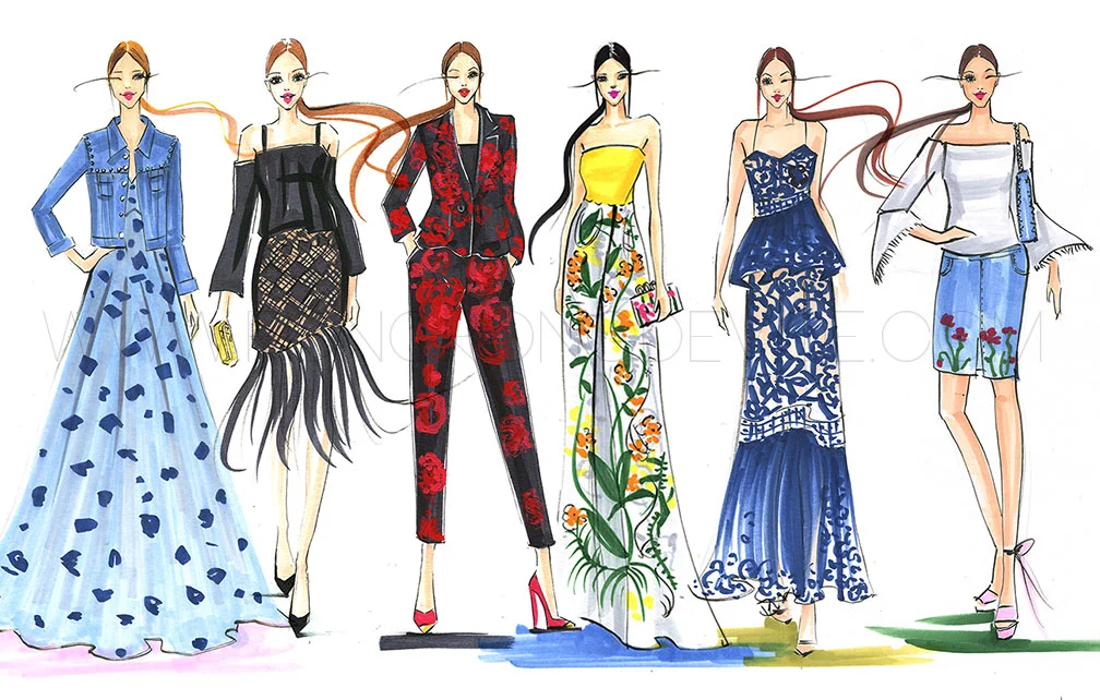 Live sketch at Neiman Marcus Houston Spring Trend fashion show