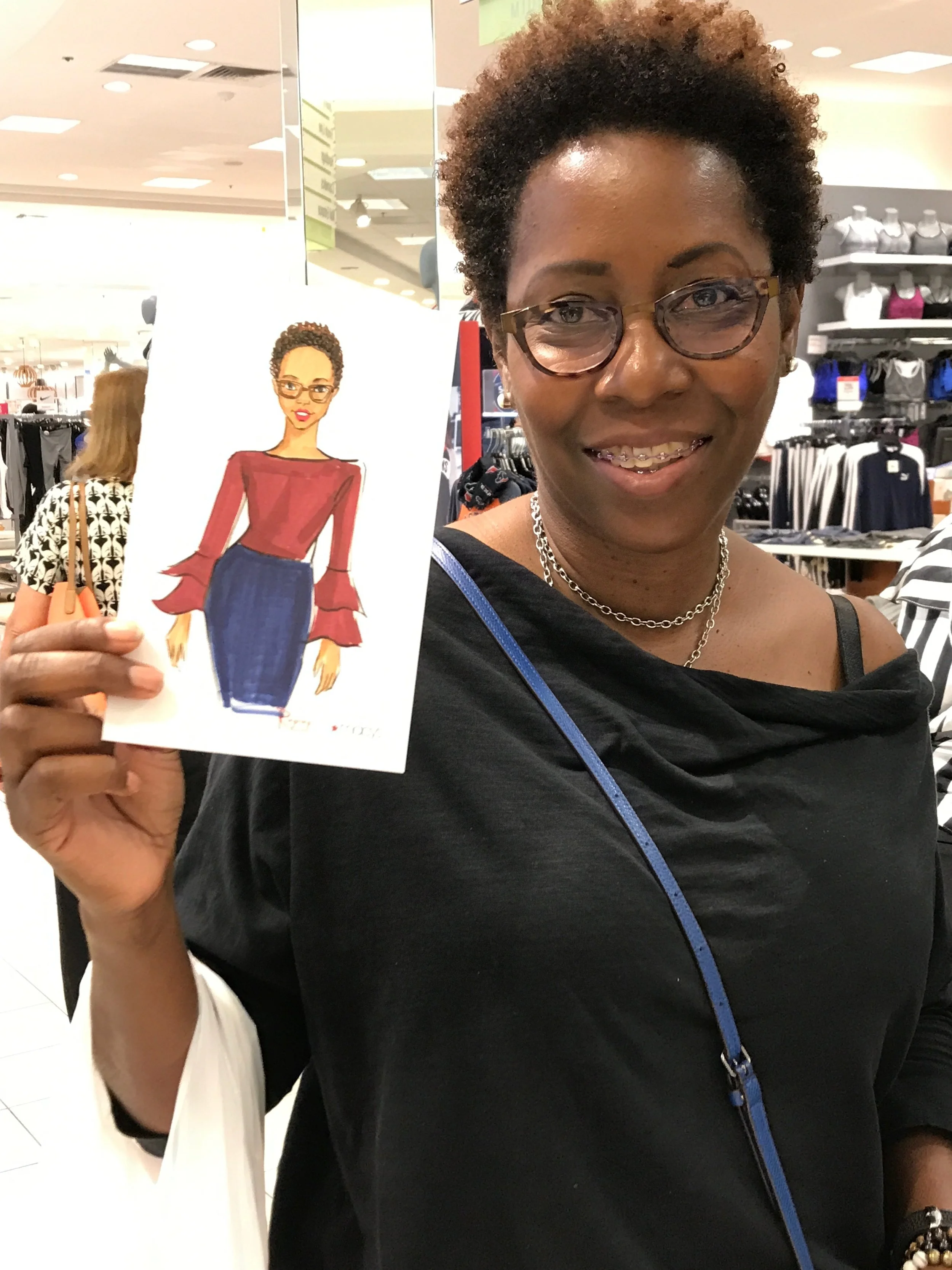 Rongrong DeVoe-Live fashion sketching customers at Macy's Houston Galleria.jpeg