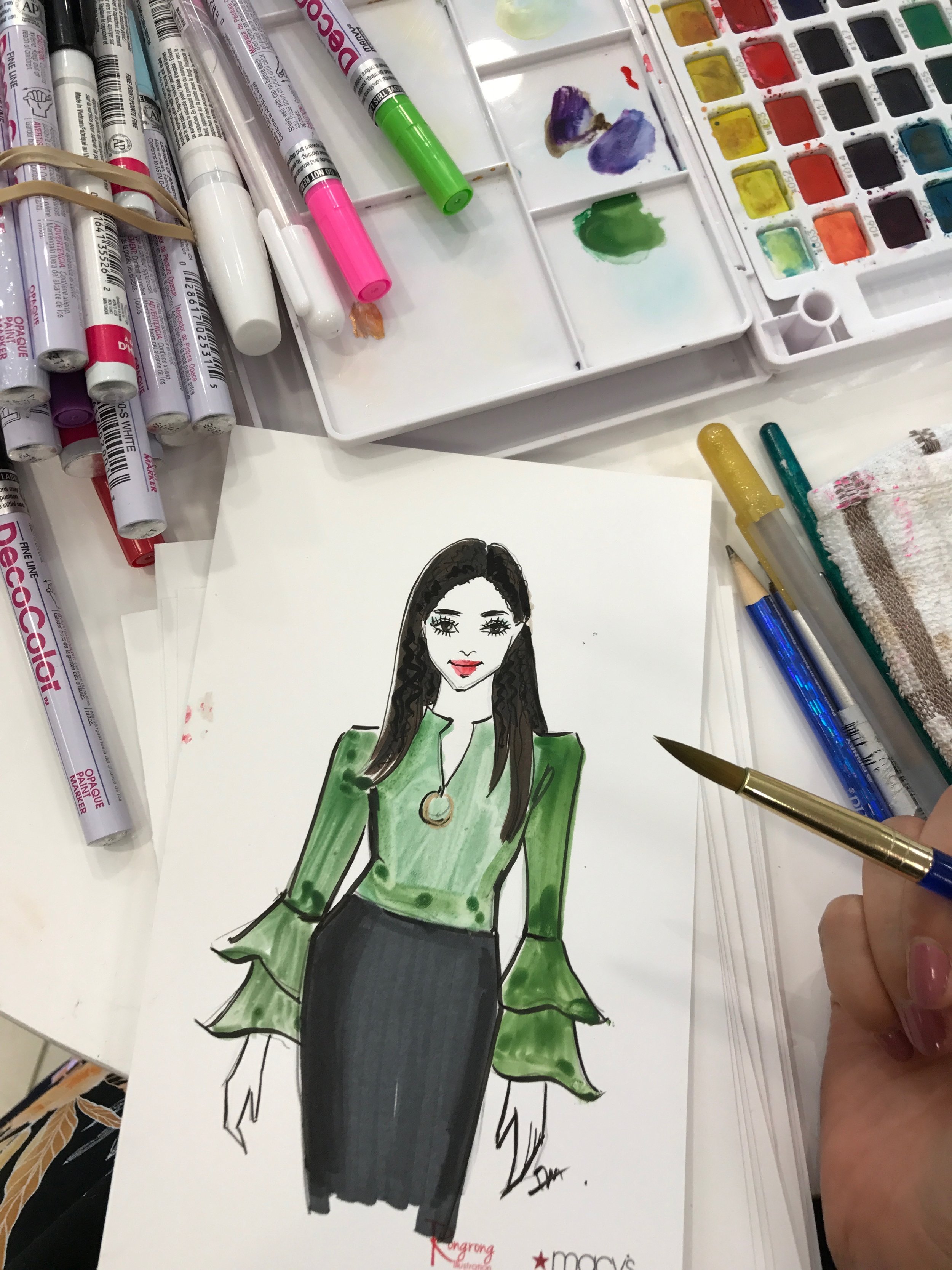 Rongrong DeVoe-event illustrator live sketching at Macy's Fall Fashion Event.jpeg