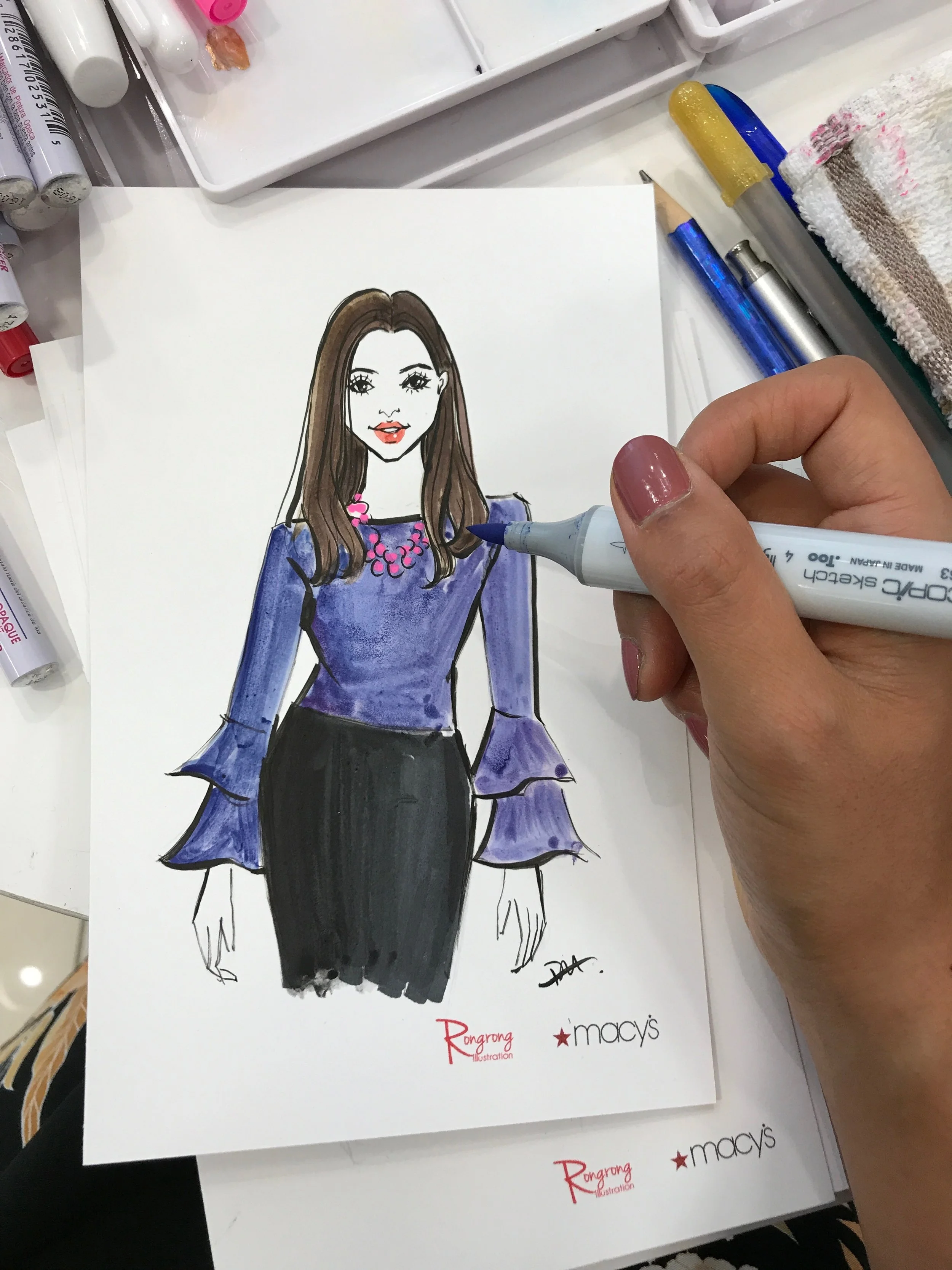 Rongrong DeVoe-live sketch artist doing live sketching at Macy's Fall Fashion Event.jpeg