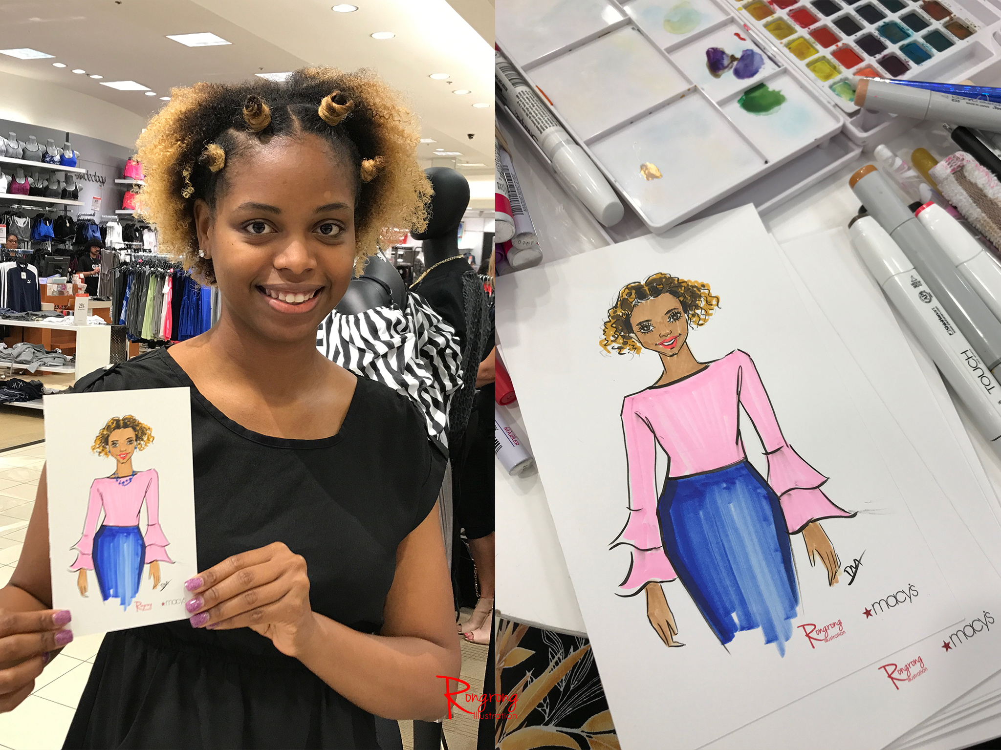 Live bag painting at Neiman Marcus Beauty event — Fashion and Beauty  Illustrator Rongrong DeVoe