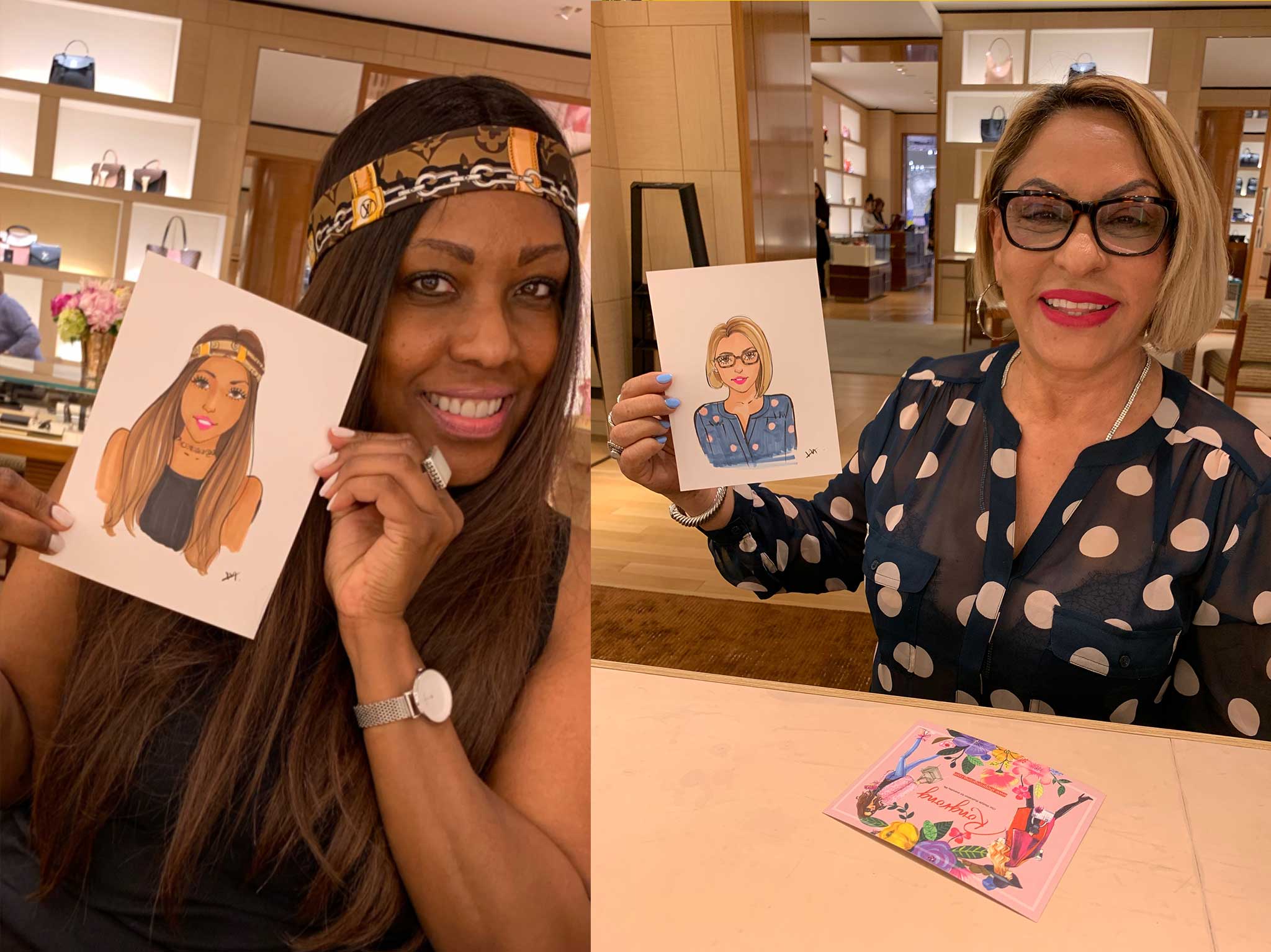 Fashion-illustrator-Rongrong-DeVoe-live-sketch-at-Louis-Vuitton-store-in-Houston-for-mother's-day-2019.jpg
