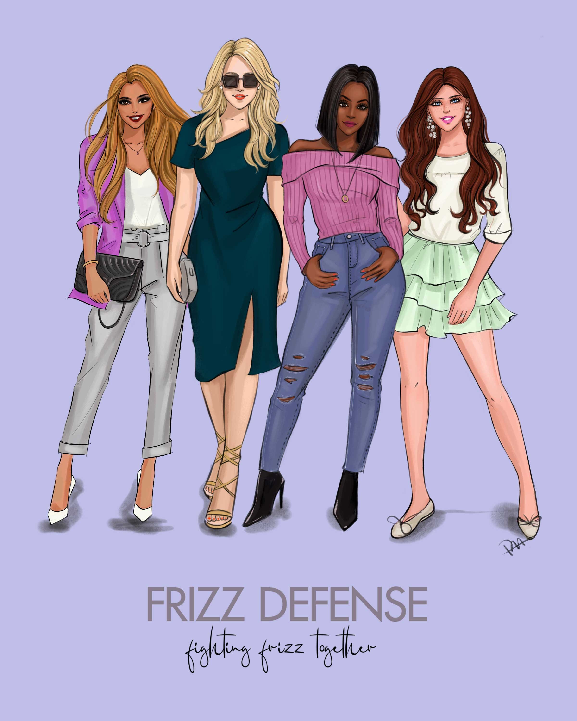 Frizz Defense, fashion illustration