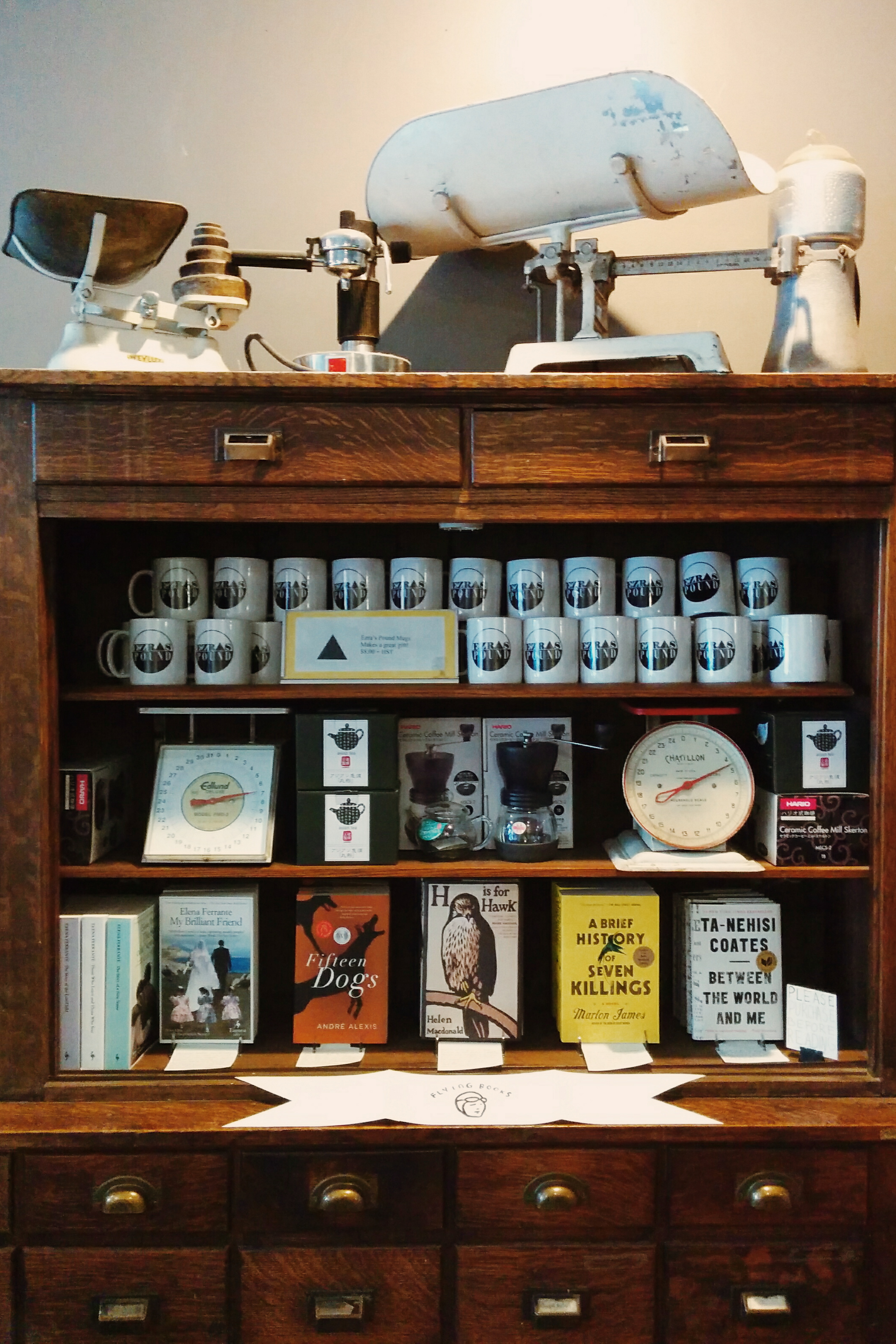 Flying Books shelf at Ezra's Pound, 238 Dupont