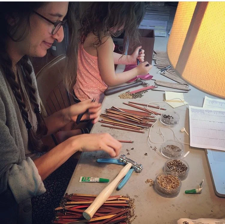 Laurel Denise gets help from her daughter and studio maker - via Instagram. 