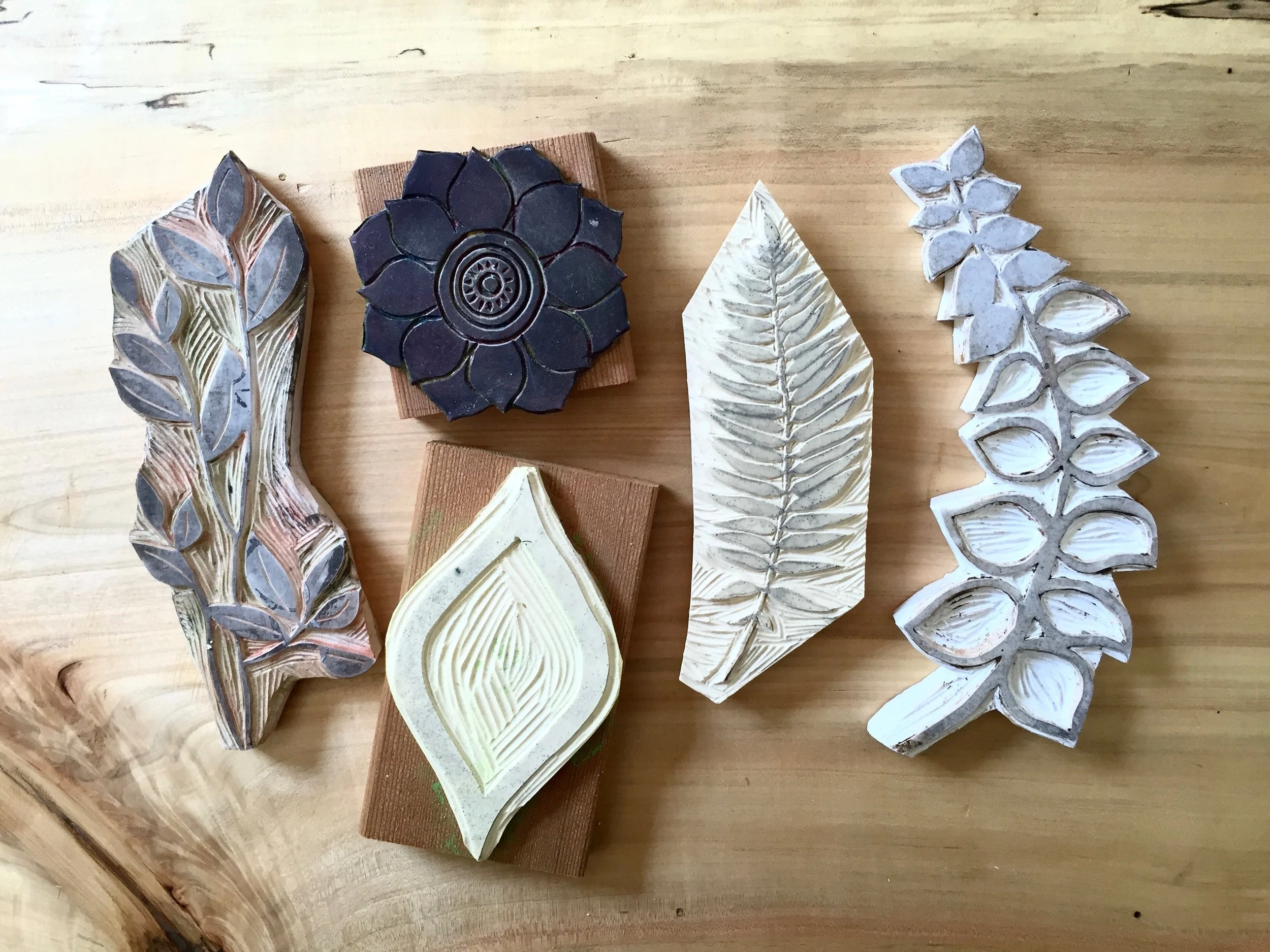 Hand carved rubber stamps