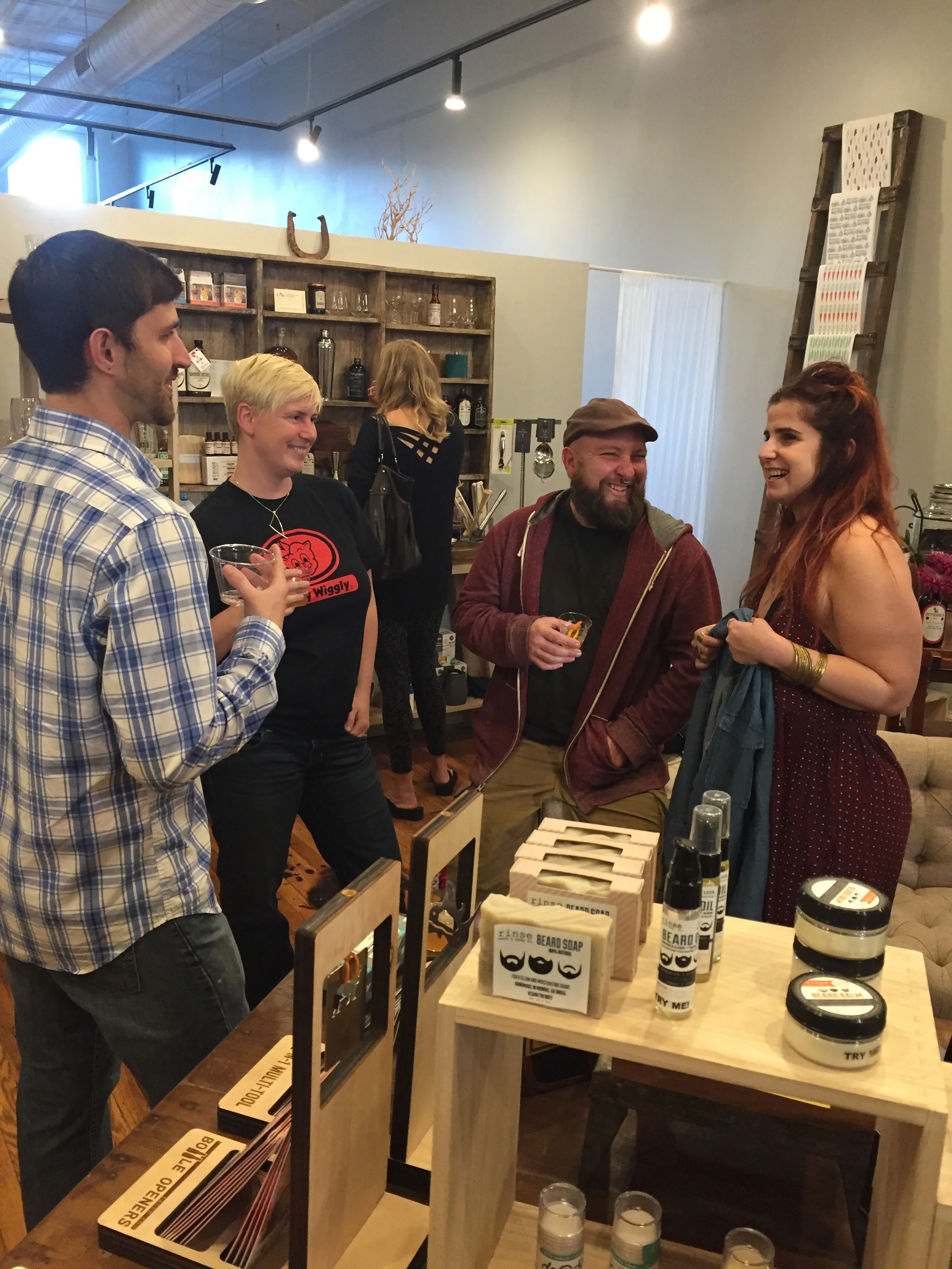 Local designers getting to know each other, Rachel Weisberg and Ali Reznikoff.