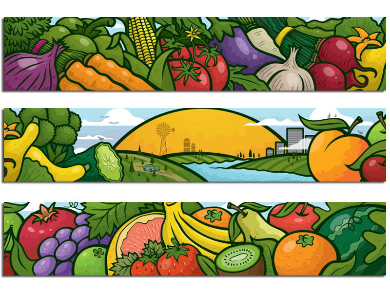Here is the whole mural in three panels.