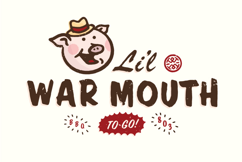 Throwback type to help with the feel and a hand-drawn "WM" to tie back in with Big War Mouth. This one has the spelling as "Li'l" this seems to be a more old school version, I noticed it quite a bit in older BBQ joints.