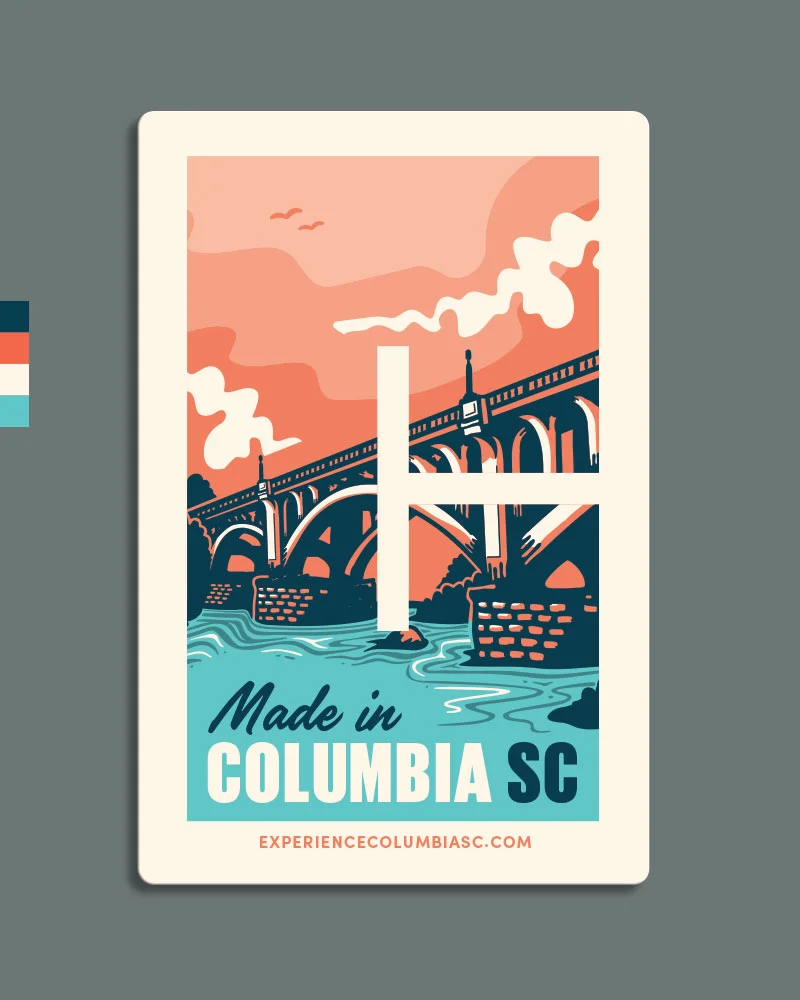 5. This option uses the Columbia "C" frame to encase the bridge scene.