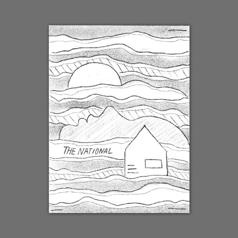 These first two sketches are more pattern-based solution - each 'strip' would be a different photo/illustration/pattern/texture related to themes found in the music, from a distance it would have a really striking graphic effect but upon closer inspection you could see all the individual images that fit together to create the whole.