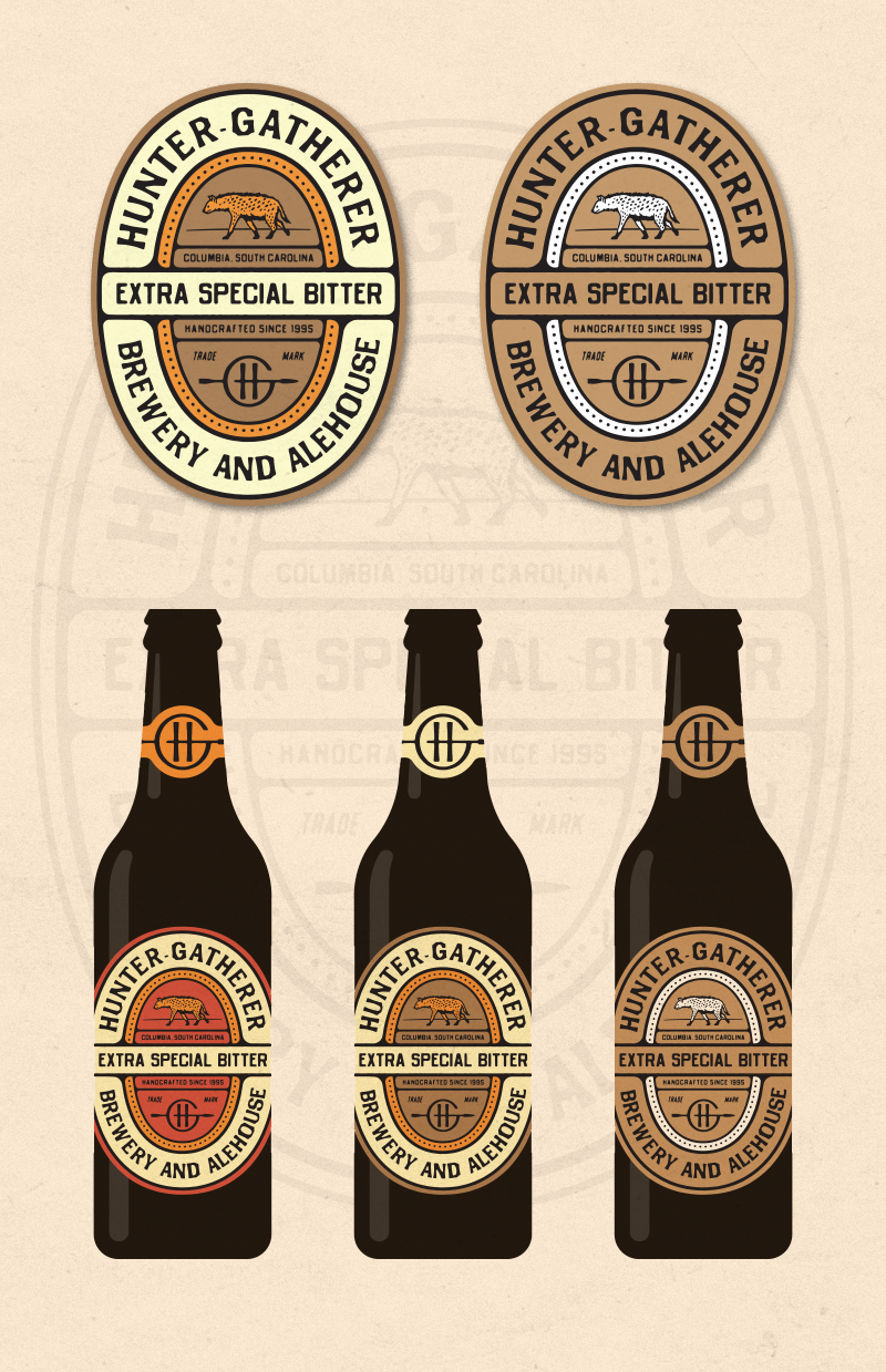 Label Explorations: Inspired by the visual reference we sent in the strategy doc. Here we combine the previous elements into a classic badge-style label. This just gives you an idea of how everything could work together and be applied to packaging. This could be expanded out into an entire system for the whole line of HG products.
