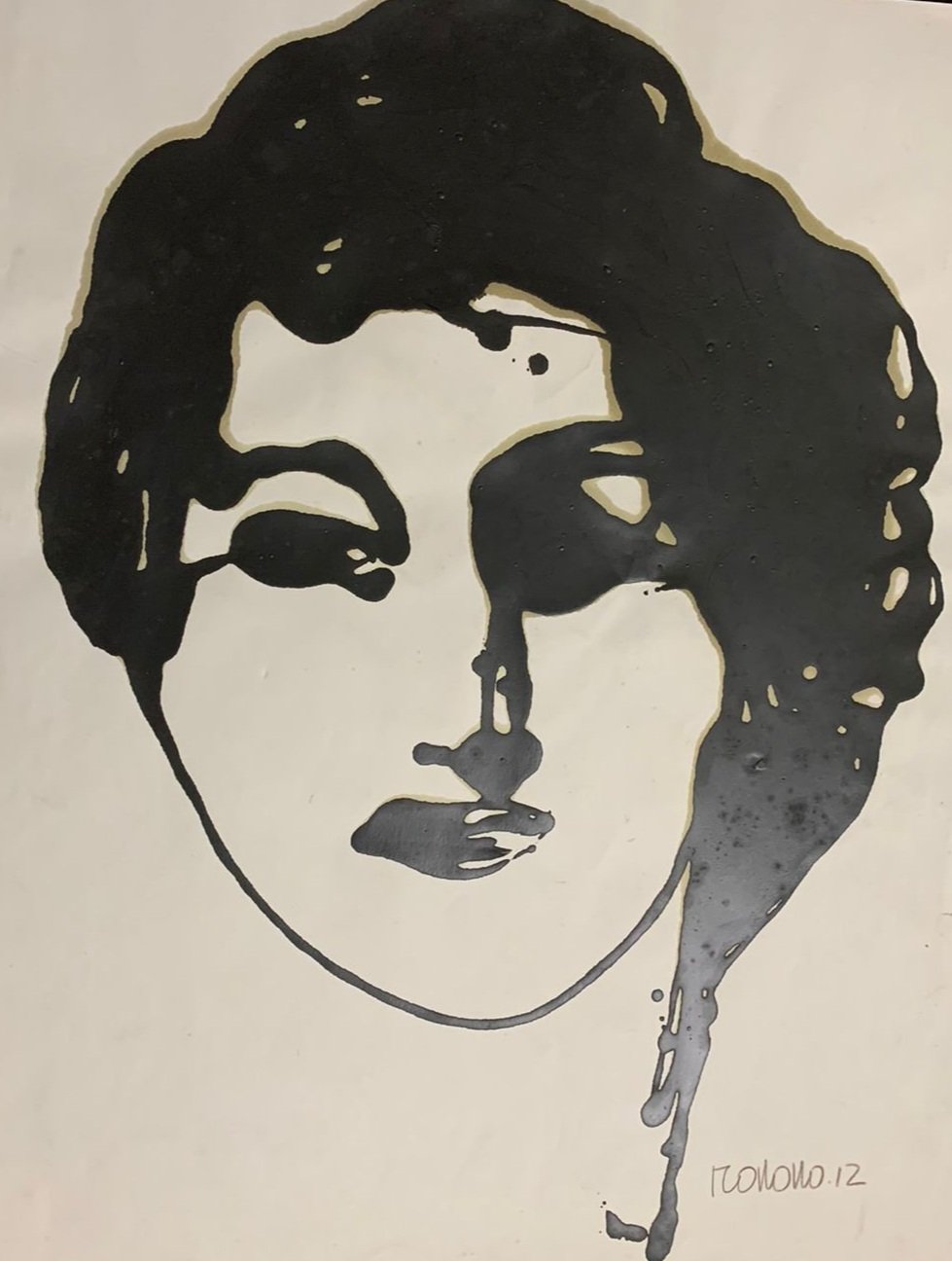 Fernando Carballo | Rostro | Esmalte chorreado | 50 x 65 cm