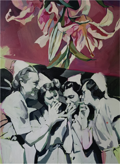 Philipp Anaskin | “Patrones de conducta 2” | Óleo sobre tela | 107 x 140 cm | 2025 | Consultar precio