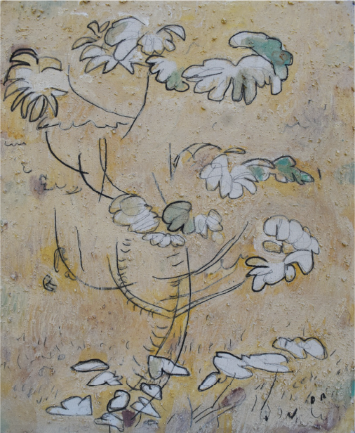 Carlos Fernández | “Guarumo” | Arcilla, acrílico sobre lienzo | 40 x 50 cm | 2025 | $904 i.v.i