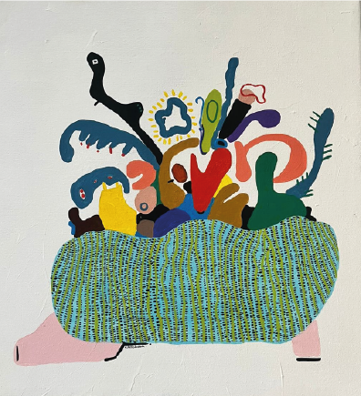 Nayu Chavarría | De la serie “Contenedor emocional” | Acrílico sobre lienzo | 43 x 56 cm | 2026 | $600 i.v.i