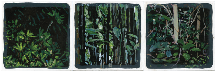 Luciano Goizueta | “Monteverde” | Acrílico sobre papel | 18 x 18 cm c/u | 2020 | $300 c/u